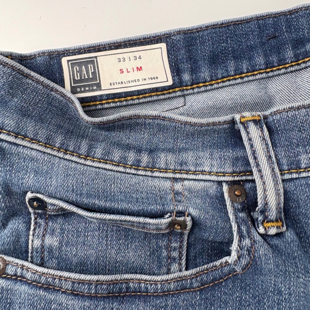 GAP Soft Wear Slim Fit Blue Wash Denim Jeans‎ Men Size 33x34